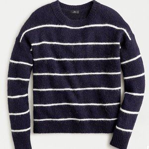 NWOT J Crew Alpaca Wool Navy Blue White Striped Sweater, Size Small
